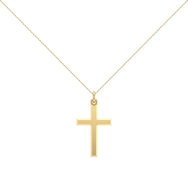 Colgante Cruz Biselada Oro Amarillo 18K - 28 x 16 mm
