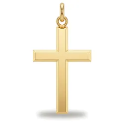Pendentif Croix Chanfreinée Or Jaune 18 Carats - 32 x 18 mm