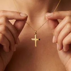 Massiver Kreuz-Anhänger Grat 18K Gelbgold - 23 x 14 mm