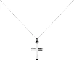 Pendentif Croix Massive à Arêtes Or Blanc 18 Carats - 23 x 14 mm