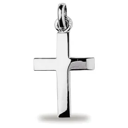 Pendentif Croix Massive à Arêtes Or Blanc 18 Carats - 23 x 14 mm