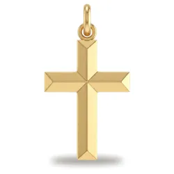 Pendentif Croix Massive à Arêtes Or Jaune 18 Carats - 28 x 17 mm