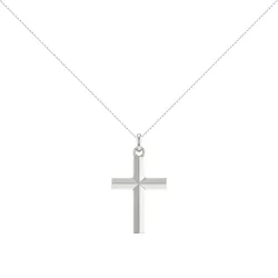 Pendentif Croix Massive à Arêtes Or Blanc 18 Carats - 28 x 17 mm