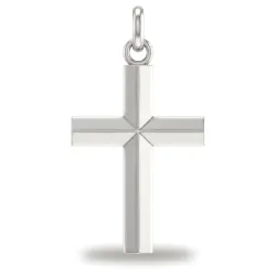 Pendentif Croix Massive à Arêtes Or Blanc 18 Carats - 28 x 17 mm