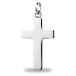 Pendentif Croix Plate Polie Or Blanc 18 Carats - 21 x 11 mm