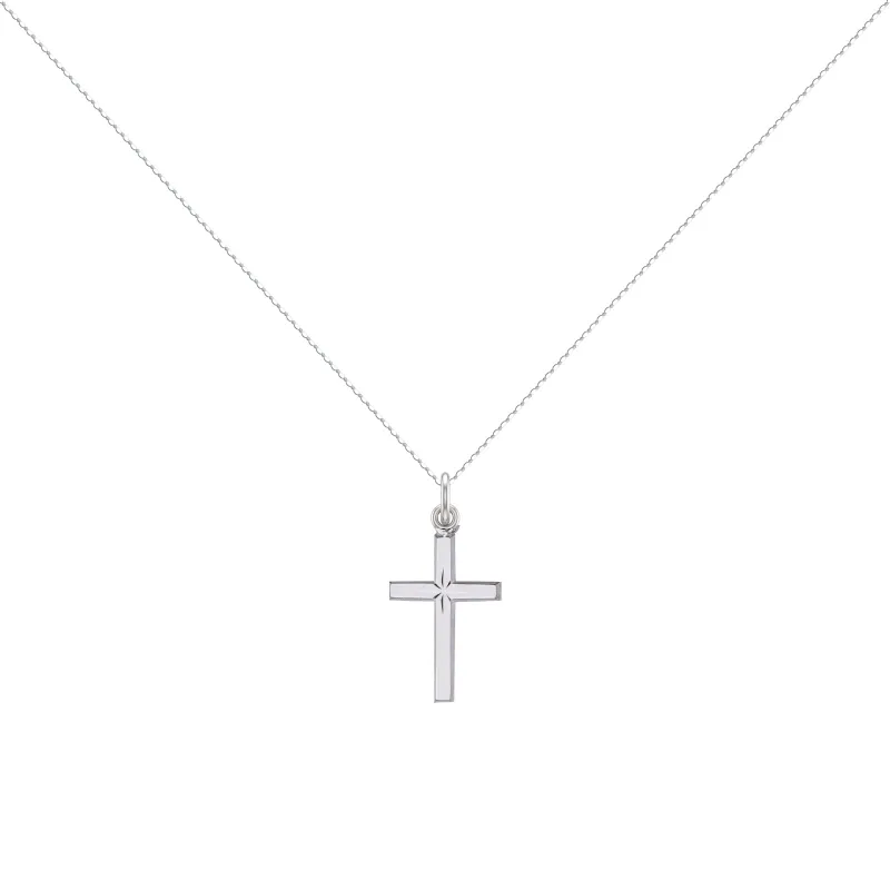 Pendentif Croix Étoile 20 mm en Or Blanc 18 Carats