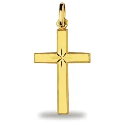 Colgante Cruz Estrella Oro Amarillo 18K - 24 x 14 mm