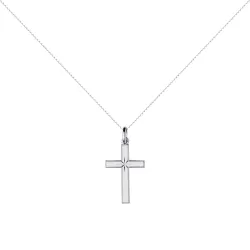 Pendentif Croix Étoile Or Blanc 18 Carats - 24 x 14 mm