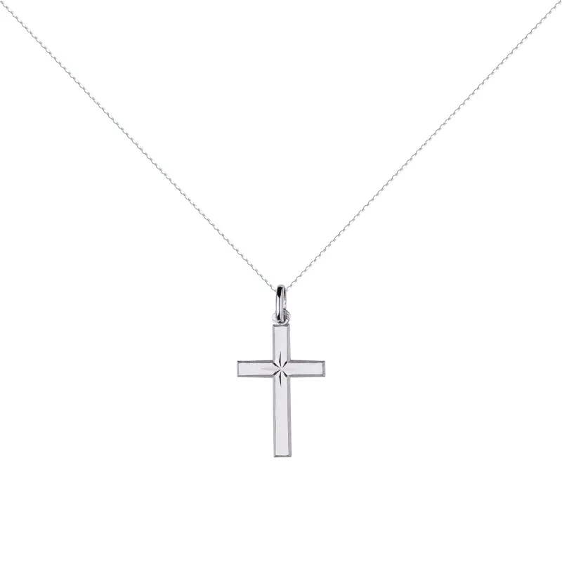Pendentif Croix Étoile 24 mm en Or Blanc 18 Carats