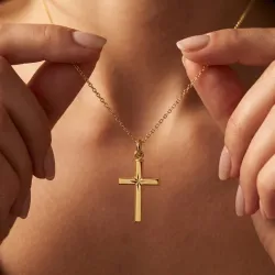 Star Cross Pendant 18K Yellow Gold - 28 x 16 mm