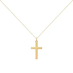 Pendentif Croix Bordure Perlée Or Jaune 18 Carats - 23 x 13 mm