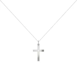 Pendentif Croix Double Filet Or Blanc 18 Carats - 21 x 12 mm
