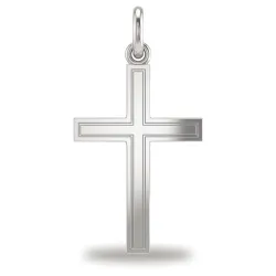 Pendentif Croix Double Filet Or Blanc 18 Carats - 21 x 12 mm