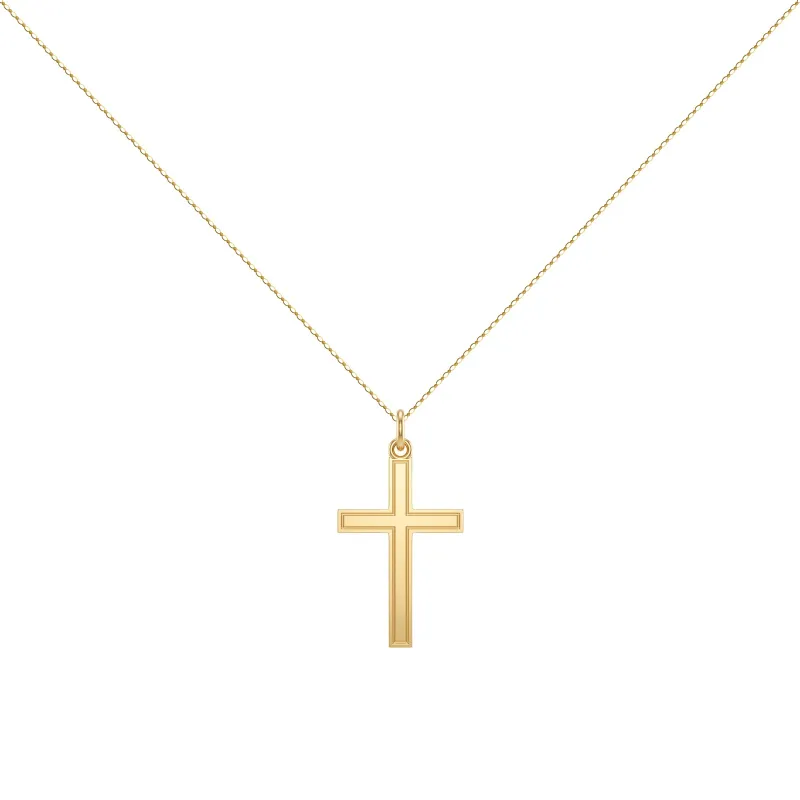 Kreuz-Anhänger Doppelte Randlinie 18K Gelbgold - 24 x 14 mm