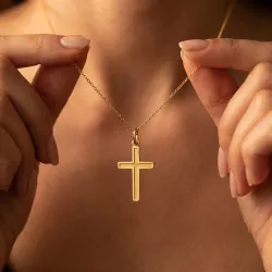 Pendentif Croix Double Filet Or Jaune 18 Carats - 24 x 14 mm