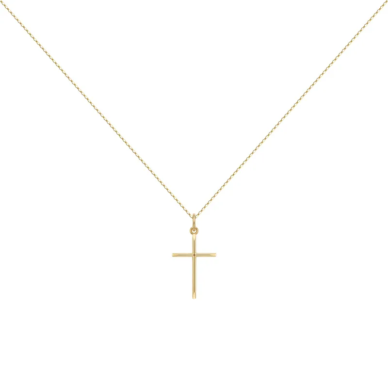 Round Wire Cross Pendant 18K Yellow Gold - 17 x 10 mm