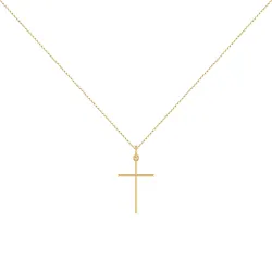Colgante Cruz Hilo Redondo Oro Amarillo 18K - 20 x 13 mm