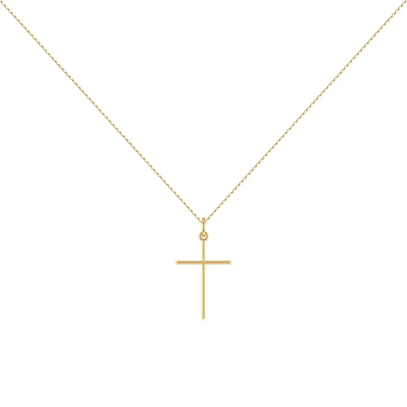 Round Wire Cross Pendant 18K Yellow Gold - 20 x 13 mm