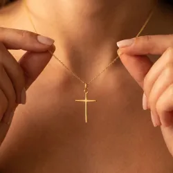 Pendentif Croix Jonc Or Jaune 18 Carats - 20 x 13 mm