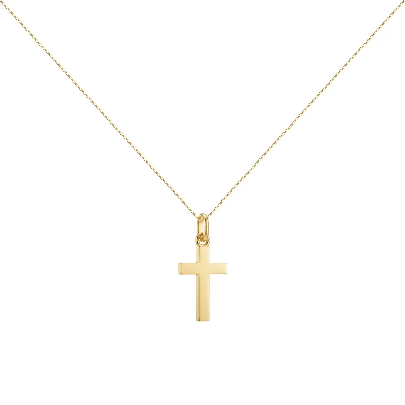 Pendentif Croix Étroite 19 mm en Or Jaune 18 Carats