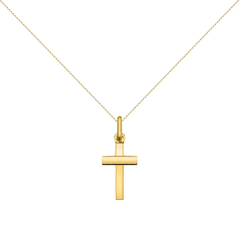 Pendentif Croix Étroite 24 mm en Or Jaune 18 Carats