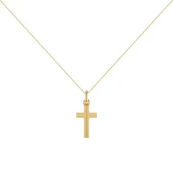 Pendentif Croix à Filets Gravés Or Jaune 18 Carats - 19 x 7 mm