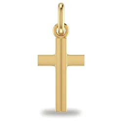Engraved Line Cross Pendant 18K Yellow Gold - 19 x 7 mm