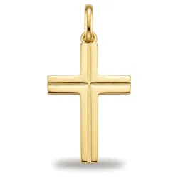 Pendentif Croix à Filets Gravés Or Jaune 18 Carats - 30 x 13 mm