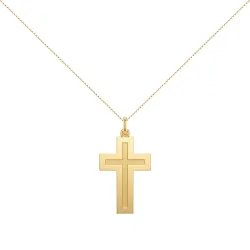 Pendentif Croix Cadre Poli et Satiné Or Jaune 18 Carats - 31 x 16 mm