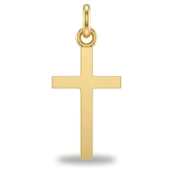 Colgante Cruz Plana Gruesa Oro Amarillo 18K - 19 x 10 mm
