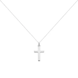 Pendentif Croix Plate Épaisse Or Blanc 18 Carats - 19 x 10 mm