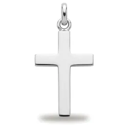 Pendentif Croix Plate Épaisse Or Blanc 18 Carats - 19 x 10 mm