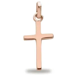 Thick Flat Cross Pendant 18K Rose Gold - 19 x 10 mm