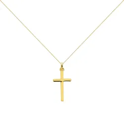 Pendentif Croix Plate Épaisse Or Jaune 18 Carats - 25 x 13 mm