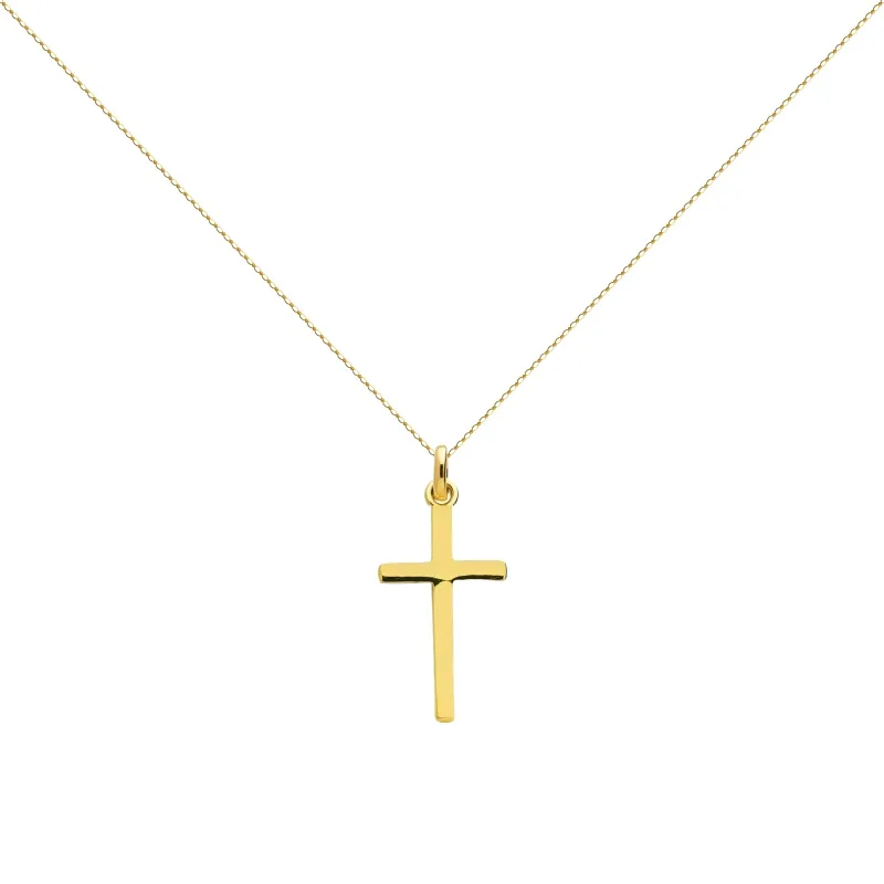 Pendentif Croix Plate Épaisse 25 mm en Or Jaune 18 Carats