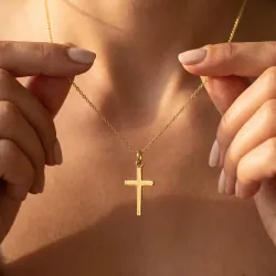 Dicker Flacher Kreuz-Anhänger 18K Gelbgold - 25 x 13 mm