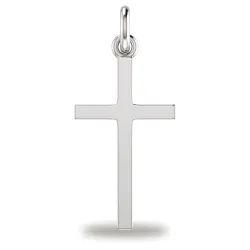 Pendentif Croix Plate Épaisse Or Blanc 18 Carats - 25 x 13 mm