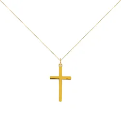 Colgante Cruz Hilo Cuadrado Macizo Oro Amarillo 18K - 29 x 16 mm