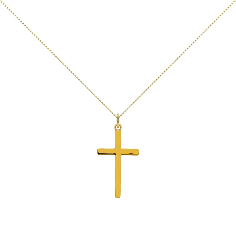 Pendentif Croix Fil Carré Massif 29 mm en Or Jaune 18 Carats
