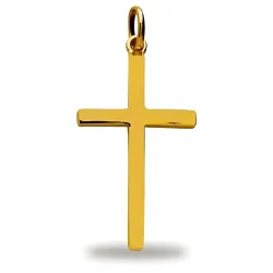 Pendentif Croix Fil Carré Massif Or Jaune 18 Carats - 29 x 16 mm