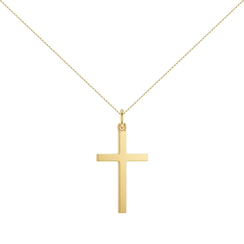 Colgante Cruz Hilo Cuadrado Macizo Oro Amarillo 18K - 34 x 20 mm