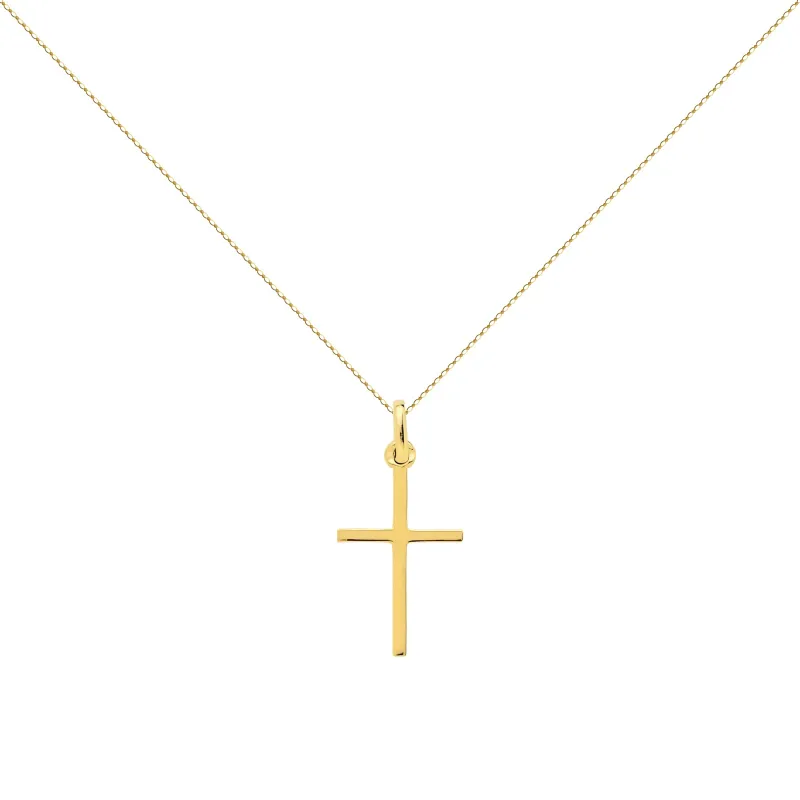 Slender Cross Pendant 18K Yellow Gold - 24 x 14 mm