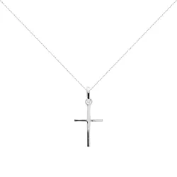 Slender Cross Pendant 18K White Gold - 24 x 14 mm