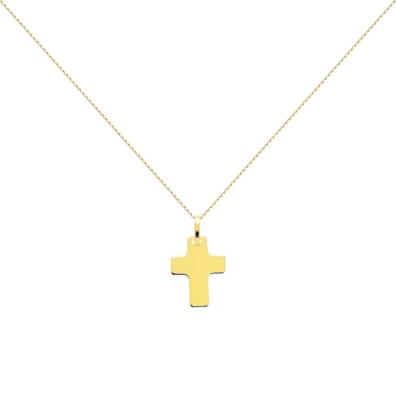 Pendentif Croix Galbée 18 mm en Or Jaune 18 Carats