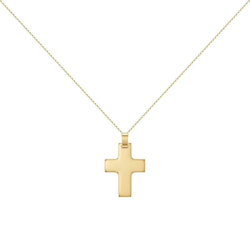 Pendentif Croix Galbée 22 mm en Or Jaune 18 Carats