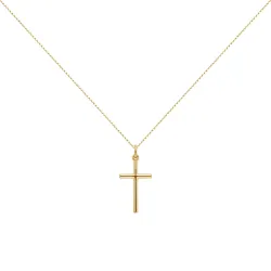 Pendentif Croix Tube Plein Or Jaune 18 Carats - 20 x 10 mm
