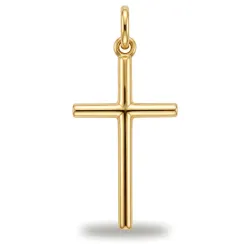 Pendentif Croix Tube Plein Or Jaune 18 Carats - 20 x 10 mm