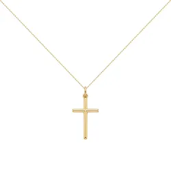 Pendentif Croix Tube Plein Or Jaune 18 Carats - 25 x 13 mm