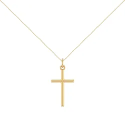 Colgante Cruz Tubo Macizo Oro Amarillo 18K - 30 x 16 mm