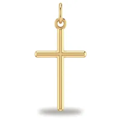 Massiver Kreuz-Anhänger Rohrform 18K Gelbgold - 30 x 16 mm